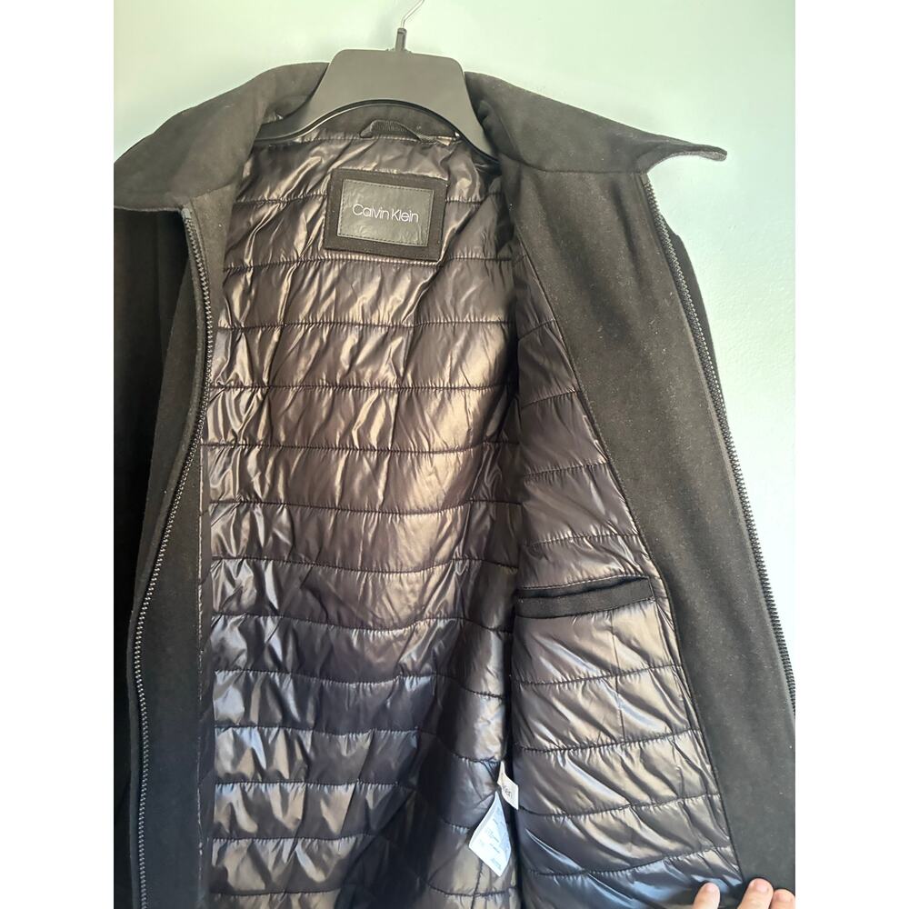 Calvin Klein Men's Wool Blend Zip Jacket Coat Black Men's Medium - Picture 3 of 7
